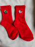 彩躍本命年馬年紅色男女同款襪禮盒裝大紅騏驥紅中筒刺繡吸汗精梳棉襪 曬單實(shí)拍圖