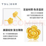 謝瑞麟（TSL）新年禮物黃金耳釘磨砂臘梅花黃金耳釘女款YM036 約1.5克 曬單實(shí)拍圖