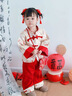 班喜迪女童漢服套裝秋冬裝寶寶周歲禮服兒童新中式國風(fēng)唐裝冬季拜年衣服 紅色 90 曬單實(shí)拍圖
