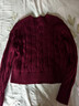 朗文斯?。↙.WEST）圓領(lǐng)絞花毛衣女2025冬季新款法式通勤套頭羊毛針織衫上衣 波特紅 M 曬單實(shí)拍圖
