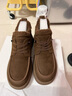 百麗高幫休閑保暖靴男2026新春季商場(chǎng)款牛皮革厚底工裝鞋8ZW01AD6 棕色 42 曬單實(shí)拍圖