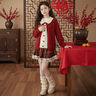 乖妮貓女童大童溫柔紅色一整套冬季新年戰袍蝴蝶結毛衣開(kāi)衫半身裙子套裝 兩件套【毛衣+格子裙】 160 碼 曬單實(shí)拍圖