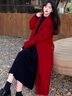 勤度胖妹妹大碼毛呢外套女200斤 酒紅色秋冬韓系裝胖MM感加厚婚禮呢大 酒紅色 4XL 適合175-200斤 曬單實(shí)拍圖