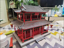 榫卯結構積木建筑 純實(shí)木煙雨樓手工古建筑模型拼裝積木 紅色 曬單實(shí)拍圖