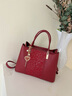 CADUNI KAISER包包女包牛皮新娘婚包輕奢手提單肩大包生日38女神節禮物 【紅色】三八3.8節送老婆媽媽 品牌洋氣大容量休閑通勤 曬單實(shí)拍圖