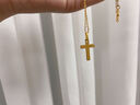 中國黃金（CHINA GOLD）黃金吊墜女款足金999項鏈十字架吊墜送老婆媽媽生日禮物元旦禮物 約1.8g(配18K金鏈約0.7g) 曬單實(shí)拍圖