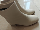 康莉（COMELY）靴子女2025冬季新款羊皮時(shí)尚通勤短靴百搭瘦瘦靴 米白/羽絨里 37 曬單實(shí)拍圖