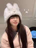 雪衣王可愛(ài)兔耳朵毛絨帽子女冬季防寒保暖針織帽毛線(xiàn)帽冬天護耳包頭冷帽 白色兔子毛絨帽 均碼 M（56-58cm） 曬單實(shí)拍圖