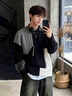 武楠美式撞色拼接毛衣男春秋冬季設計感圓領(lǐng)針織衫內搭可外穿重磅上衣 黑色 XL 曬單實(shí)拍圖
