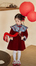 LUSON童裝 女寶寶新中式云肩紅色連衣裙2026新款過(guò)年絲絨裙新年拜年服 曬單實(shí)拍圖