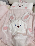MOEDOOBIE幼兒園入園六件套被子床褥套嬰兒三件套七件套寶寶入園午睡專(zhuān)用 奶油兔-粉【雙面純棉四季通用】 四季款子母（1+2斤）脫脂棉花被7件套 曬單實(shí)拍圖