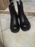 ZHR頭層牛皮革馬丁靴女冬法式厚底短靴保暖加絨瘦瘦裸靴 CK23A黑色39 曬單實(shí)拍圖