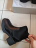 啄木鳥(niǎo)斷碼真皮圓頭短靴女單靴2026年秋冬款高跟針織瘦瘦靴增高馬丁靴 黑色(透氣單里) 35 曬單實(shí)拍圖