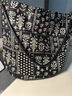 刺繡水桶包包女2025新款春夏天潮韓版帆布包小眾碎花布單肩腋下包 黑色 均碼 曬單實(shí)拍圖