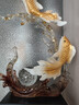 赟婭中式風(fēng)生水起年年有余招財魚(yú)擺件客廳電視柜高檔錦鯉裝飾喬遷禮物 雙魚(yú)戲水-黃錦鯉+底座 曬單實(shí)拍圖