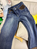 雪茜曼翻邊直筒加絨牛仔褲女冬季新款設計感高腰顯瘦百搭小個(gè)子九分褲 曬單實(shí)拍圖