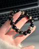 直發(fā)烏黑金曜石手鏈男純銀珠佛珠手串男士本命年生肖禮物 曜致款金曜石【屬馬】大勢至菩薩 【12mm】【大師傅祝?！?曬單實(shí)拍圖