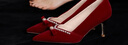 達芙妮高跟鞋女2025年新款中式秀禾細跟婚鞋女紅色新娘鞋敬酒服禮服單鞋 復古深紅【現貨速發(fā)】 34 曬單實(shí)拍圖