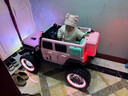爵士酷派牧馬人兒童電動(dòng)車(chē)可坐大人寶寶四驅越野車(chē)男女孩遙控玩具電動(dòng)汽車(chē) 至尊粉色+皮座+發(fā)光軟輪+12V14A超威電瓶+禮包 曬單實(shí)拍圖