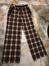 Teenie Weenie小熊女裝休閑褲2025年秋季新款復古時(shí)尚格紋抽繩長(cháng)褲 棕色 L 曬單實(shí)拍圖