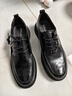 百麗通勤商務(wù)皮鞋2025男牛皮褶皺增高休閑鞋A1373AM4 黑色2  43 曬單實(shí)拍圖