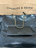 CHARLES&KEITH25冬新品抽繩油蠟皮菱格鏈條包雙肩包新年禮物送女友CK2-30782756 Black黑色 L 曬單實(shí)拍圖