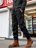 貴色高端條紋燈芯絨休閑褲子男春秋季雪尼爾寬松大碼束腳運動(dòng)衛褲 黑色 L  適合120-140斤 曬單實(shí)拍圖