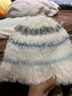 凰巣帽子女毛絨絨條紋顯臉小針織毛線(xiàn)帽可愛(ài)護耳保暖防寒東北川西 白藍色 曬單實(shí)拍圖