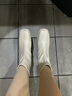森達奶酪彈力靴女冬季氣質(zhì)方頭粗跟休閑短靴ZTI17DD5 米白 37 曬單實(shí)拍圖