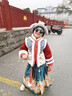 安妮優(yōu)兒（Anneyol）漢服女童冬季2025新款兒童國風(fēng)冬裝拜年服古風(fēng)加絨加厚古裝馬面裙 紅色套裝【上衣+裙子】 130 曬單實(shí)拍圖