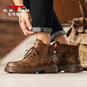 公牛世家【新年禮物】馬丁靴男真皮高幫工裝靴子男士復古做舊內增高鞋子 曬單實(shí)拍圖