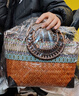奈池特復古日式手工竹編包迷你編織包小清新竹包文藝青年茶道收 橘色大號布條花色隨機 曬單實(shí)拍圖