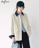 伊芙麗（eifini）明星代言簡(jiǎn)約撞色日系卡其小個(gè)子短款風(fēng)衣女外套2025春季新款 灰白 L 125-138斤 曬單實(shí)拍圖