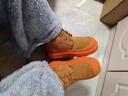 百麗踏系列品牌一博同款雪地靴男女款羊皮毛一體冬季加絨加厚保暖棉鞋 中幫-栗拼橘 37 曬單實(shí)拍圖