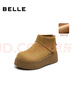 百麗（Belle）復古絨面勃肯鞋女2025冬新商場(chǎng)同款厚底加絨休閑短靴E6F1DDD5預售 棕色-薄絨 37 (235mm) 曬單實(shí)拍圖