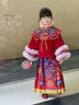 年衣【董璇同款】女童漢服套裝冬季新款中式馬面裙加絨盛世躍馬漢服 年衣紅 120 曬單實(shí)拍圖