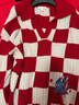EP雅瑩毛衣女 羊毛紅色棋盤(pán)格POLO領(lǐng)針織衫 秋冬商場(chǎng)同款9505A 紅色 L 曬單實(shí)拍圖