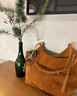 半坡飾族（bampo）禾序托特包 頭層牛皮單肩包新款通勤大容量麂皮腋下包元旦禮物 枇杷棕724 曬單實(shí)拍圖