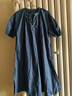 德瑪納【克萊因藍】夏季松弛感純棉泡泡袖寬松腰遮肉中長(cháng)款女式連衣裙 曬單實(shí)拍圖