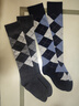 Henny Rue女士襪子女復古撞色菱格小腿襪含羊毛秋冬加厚休閑長(cháng)筒女襪 深麻灰 1雙 均碼 曬單實(shí)拍圖