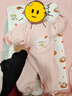 貝瑞加（Babyprints）寶寶連體衣秋冬嬰兒哈衣夾棉保暖內衣柔軟舒適加厚爬服 黃90 曬單實(shí)拍圖