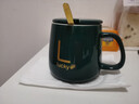 勤凱陶瓷杯耐高溫馬克杯帶蓋勺家用茶杯咖啡杯學(xué)生杯子陶瓷辦公創(chuàng  )意 綠色-【杯蓋勺】 曬單實(shí)拍圖