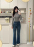 塔馳密司（touchmiss）優(yōu)雅御姐風(fēng)法式高腰加絨牛仔褲女2025秋冬微喇叭長(cháng)褲 藍色 九分版 L 建議115-125斤 曬單實(shí)拍圖