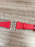 ROMISS適用于iwatch蘋(píng)果手表表帶apple watch S11/10/9/8/7表帶意大利荔枝紋真皮腕帶高級感輕奢手表鏈 胭脂紅（小蠻腰女款） (L) 44/45/46/49表盤(pán)通用-銀色表 曬單實(shí)拍圖