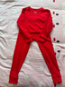 紅豆兒童本命年紅色保暖內衣套純棉男童12歲女大童馬年秋衣秋褲套裝 曬單實(shí)拍圖