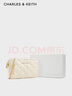 CHARLES&KEITH菱格鏈條單肩斜挎小方包包女包生日禮物新年禮物CK2-00151408 Cream奶白色 XS 曬單實(shí)拍圖
