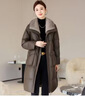 云旗千裘綿羊皮羽絨服女長(cháng)款2025冬季新款海寧真皮加絨皮衣厚外套水貂毛領(lǐng) 卡其綠 S 曬單實(shí)拍圖