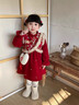 G.duck女童冬季加絨新中式紅色拜年服連衣裙女寶寶秋冬保暖中國風(fēng)公主裙 紅色(送包包) 110 cm （建議100-108cm3-4周歲） 曬單實(shí)拍圖