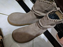 百麗（Belle）復古絨面休閑靴女冬季新款薄底舒適堆堆休閑短靴B2826DZ5 灰色 37 (235mm) 曬單實(shí)拍圖