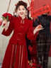 蕭遇（XIAOYU）2025年春秋冬新款女士套裝連衣裙子酒紅色中式新娘敬酒服訂婚禮服 酒紅色 M 95-105斤 曬單實(shí)拍圖